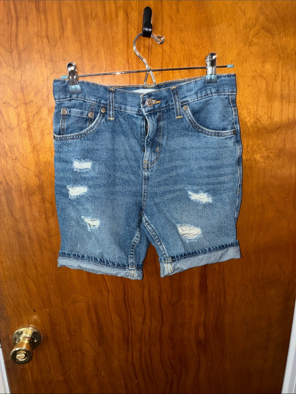 Levi's Blue Ripped Denim Shorts for Kids